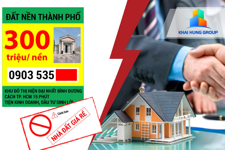 Những băng rôn rao bán nhà/đất giá rẻ xuất hiện nhan nhản trên các đường phố. Ảnh Khải Hùng Group