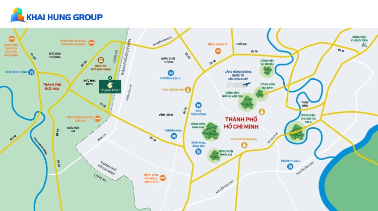 Dự án Dragon Pearl có vị trí đắc địa, giáp ranh TP.HCM và liền kề các khu công nghiệp lớn Dự án Dragon Pearl có vị trí đắc địa, giáp ranh TP.HCM và liền kề các khu công nghiệp lớn