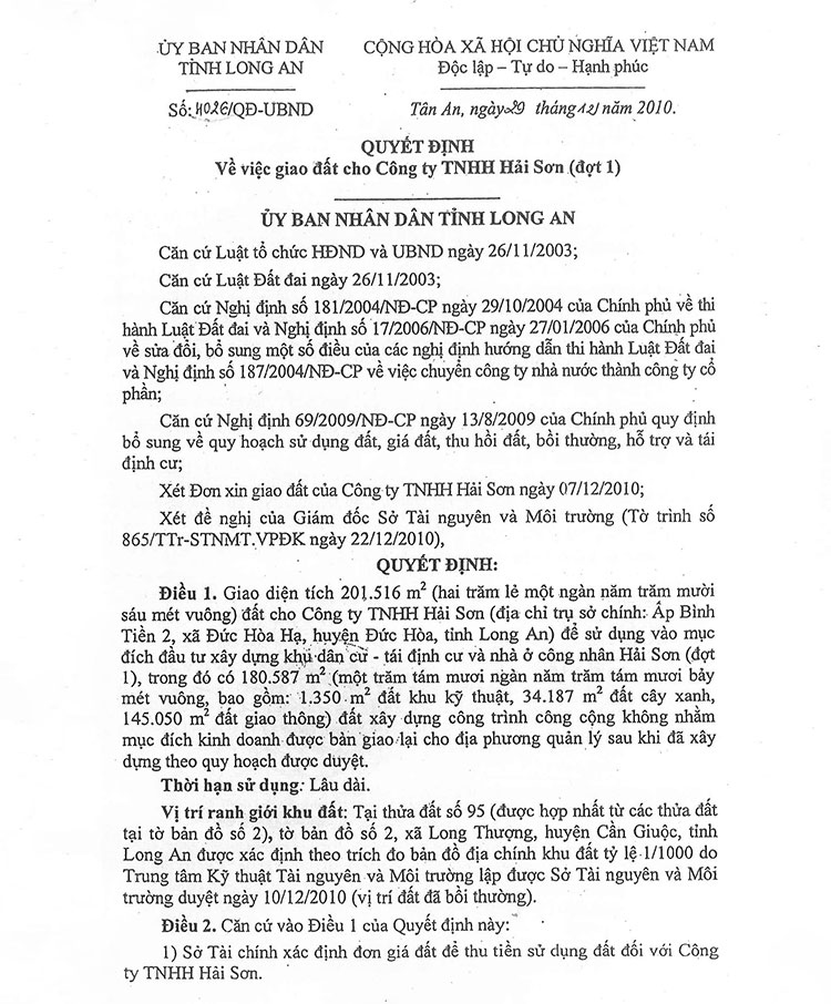 Quyết dinh số Quyết dinh số