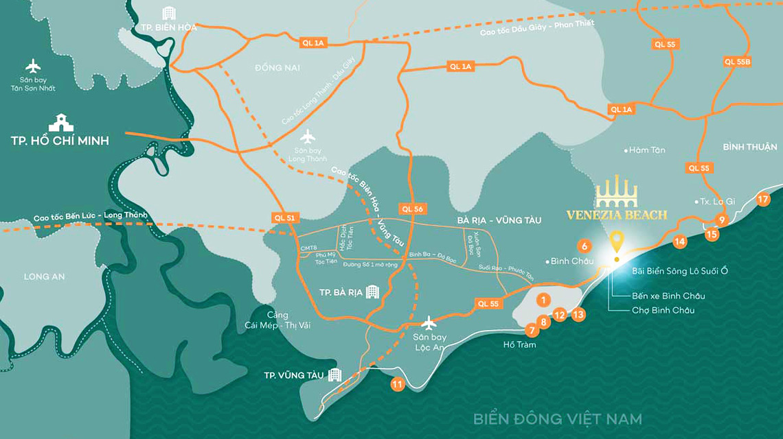 Vị trí dự án Venezia beach resort Vị trí dự án Venezia beach resort